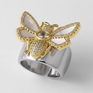 SILVER BEE SHELL CZ STATEMENT ADJUSTABLE RING